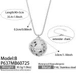 color: P637-B Style Small Bell Zircon Steel Color Necklace -90+5cm