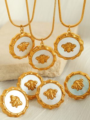 New Bee Shell Minimalist Necklace Ear Stud Women's Clavicle Chain Advanced All-Matching Accessories
