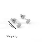 color: Heart Stud Earrings Steel Color MS-232A
