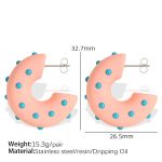color: EH503 Pink Color Resin Steel Color Earrings