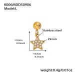 color: K006-Gold Five-pointed Star Zircon Pendant -L