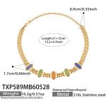 color: TXP589-Mixed Color Cat's Eye Stone Gold Necklace -31+12cm
