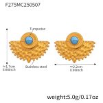 color: F275-Gold Blue Turquoise Earrings