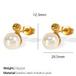 color: EH704 White Bead Gold Earrings