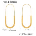 color: F434-Paperclip Earrings Gold