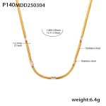 color: P140-Gold White Zircon Necklace 40+5cm