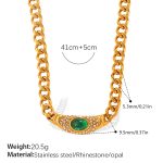 color: XL865GNG Green Cat's Eye Stone Necklace