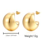 color: Half Round Hollow Earrings Gold MS-003