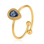 color: Drop Zircon Ring Sapphire Blue / size: Open Adjustable