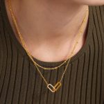 Square Buckle Zircon-Inlaid Pendant Multi-Layer Clavicle Necklace Exquisite Bracelet Light Luxury Set
