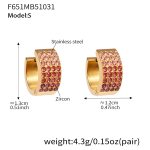 color: F651-Pink Color Zircon Earrings -Small