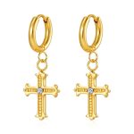 color: MS-649 Gold Cross With Stones Ear Cuff