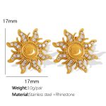 color: EH746 White Rhinestone Gold Earrings