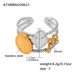 color: A758-Two-tone Gold Heart Ring / size: US 7