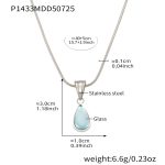 color: P1433-Steel Color Necklace 40+5CM