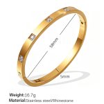 color: SZ201WEG White Rhinestone Gold Bangle