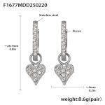 color: F1677-Steel Color Zircon Earrings