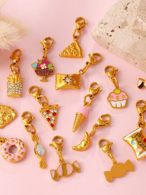 Cute Sweet Pizza Candy Food Series Lobster Buckle Pendant DIY Bracelet Necklace Exquisite Accessories
