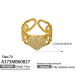 color: A375-Heart Zircon Gold Open Ring / size: US 7