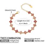 color: TXE533-Pink Color Zircon Gold Bracelet 16.5+5cm