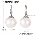 color: F1449-Steel Color Shell Pearl Earrings
