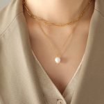 color: P791-Gold Double Layer Necklace