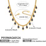 color: P959-Blue Color Zircon Gold Necklace 38.5+5cm