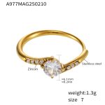 color: A977-Gold White Zircon Ring / size: US 7