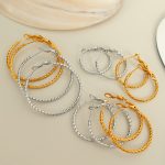 Big Circle Stainless Steel Earrings for Women Simple Personality Twist Large round Ring Earrings