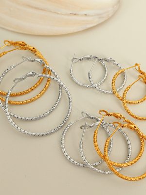 Big Circle Stainless Steel Earrings for Women Simple Personality Twist Large round Ring Earrings