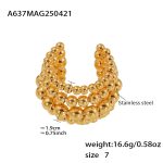 color: A637-Gold 5 Layer Steel Bead Ring / size: US 7