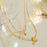 High-Grade Double-Layer All Match Tassel Clavicle Chain S Chain Fishtail Design Necklace Zircon Pendant for Women