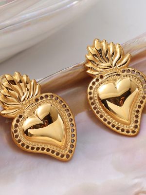 Personalized Strawberry Shape Stud Earrings Peach Heart Fruit Series Sweet Heart-Shaped Earrings Ornament Accessories