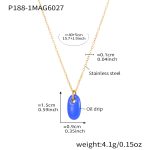 color: P188-1 Blue Color Enamel Color Necklace 40+5cm
