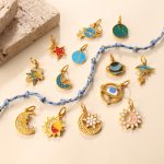 Golden Star Moon Sun Planet Pendant All-Match Dripping Oil Diamond Personal Accessories