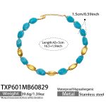 color: TXP601-Blue Color Resin Gold Necklace -42+5cm