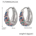 color: F1704-Steel Color Mixed Colors Zircon Earrings -Medium