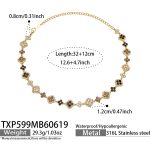 color: TXP599-Black Gray Zircon Gold Necklace 32+12cm