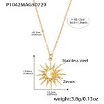 color: P1042-Gold Sunflower Necklace 42+5cm