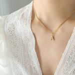 color: RP016-A Letter Gold Necklace 40+5cm