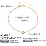 color: TXP193-B Style Drop Zircon Gold Necklace -31+10cm