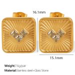 color: EH725 White Stone Gold Stud Earrings