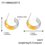 color: F1118-Two-tone Gold Earrings -S