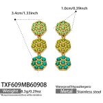color: TXF609-Green Zircon Gold Earrings