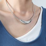color: P1604-Steel Color Necklace -40cm