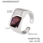 color: A343-Steel Color Purple Zircon Ring / size: US 6