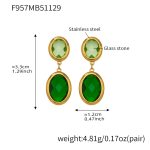 color: F957-Mixed Green Faceted Stone Gold Earrings