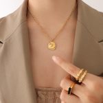 color: P862-Gold Square Necklace -40+5cm