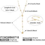color: P1945-Scallop Zircon Y Shape Necklace -43+5cm