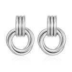 color: Multi Layer Two Ring Earrings Steel Color MS-727